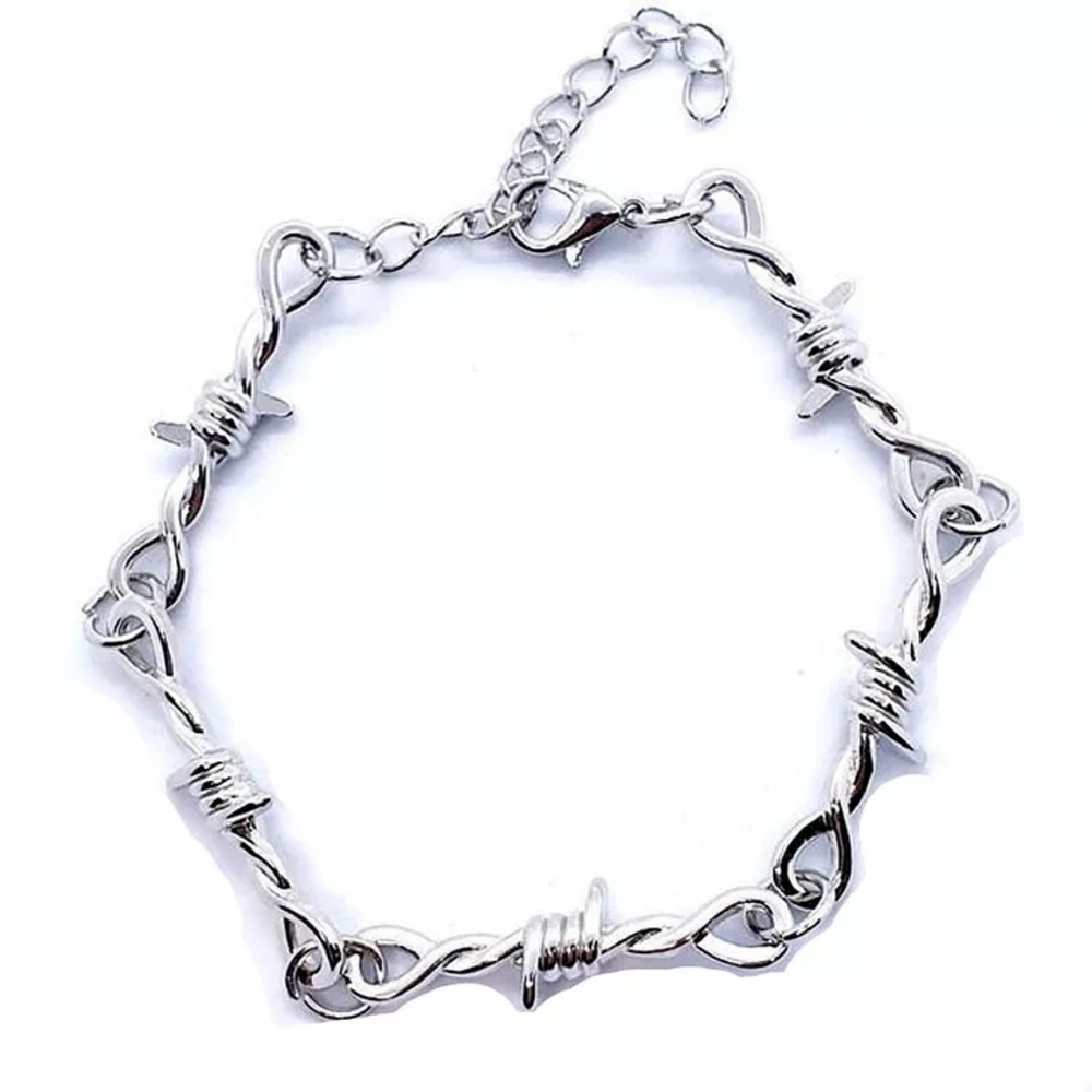 Edgy Silver Barbed Wire Bracelet
